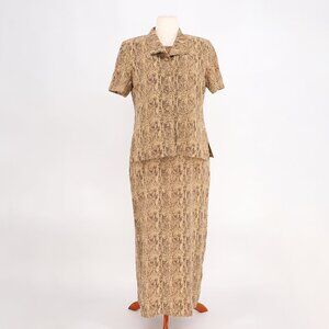 SPENSER JEREMY 2-Piece 100% Silk Snake Print Maxi Dress & Shirt Top Size 12